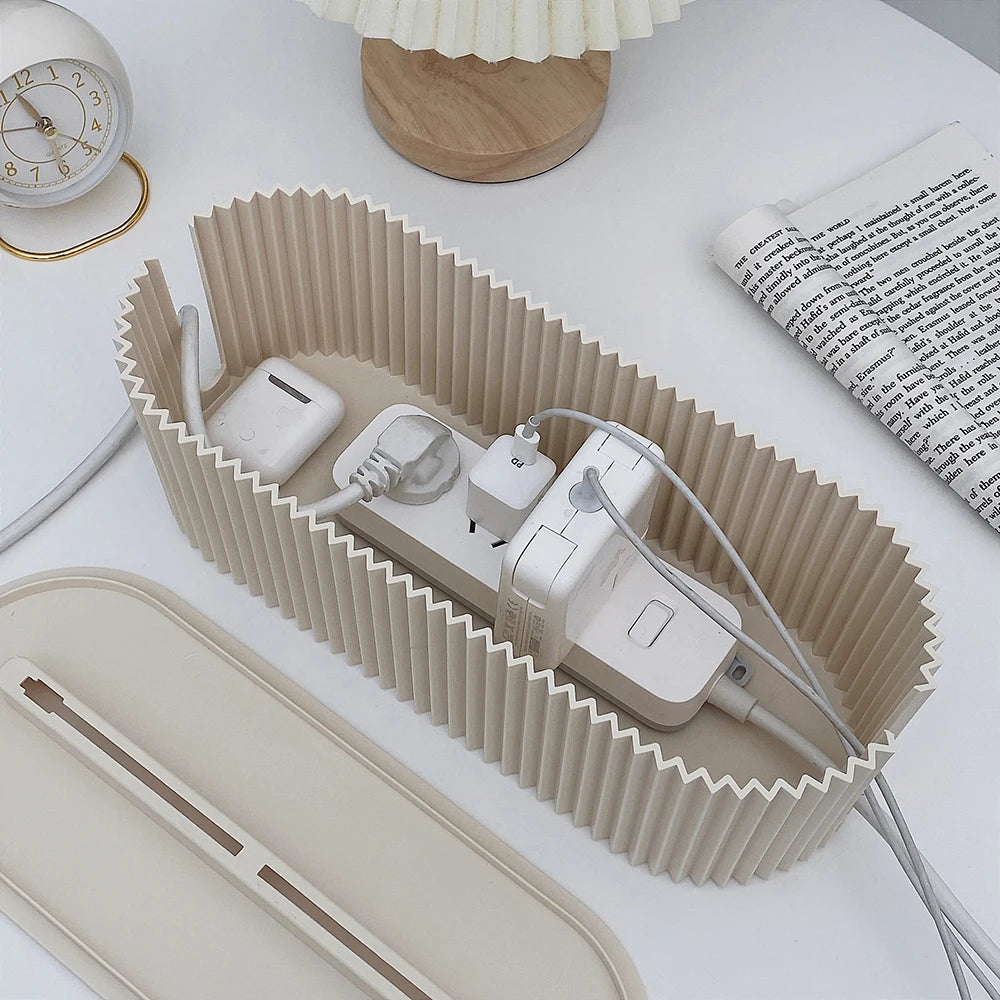 Boîte de rangement de câbles avec couvercle