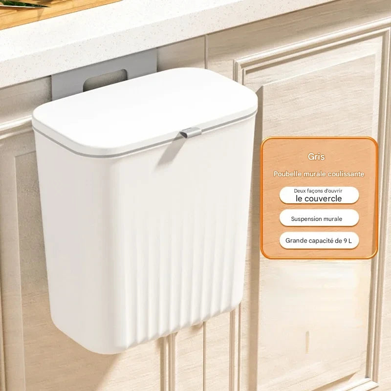Poubelle murale suspendue 9L avec couvercle