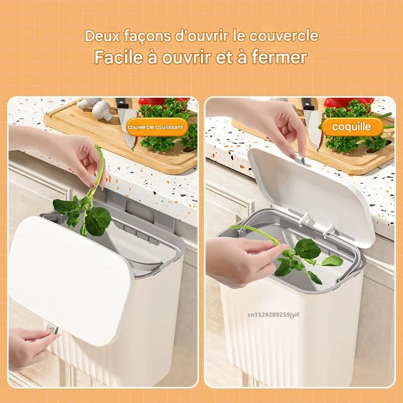 Poubelle murale suspendue 9L avec couvercle