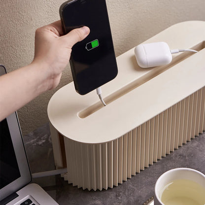 Boîte de rangement de câbles avec couvercle