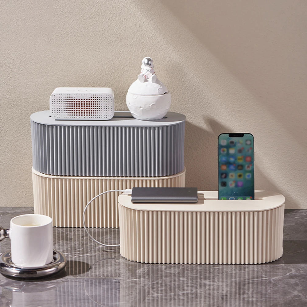 Boîte de rangement de câbles avec couvercle