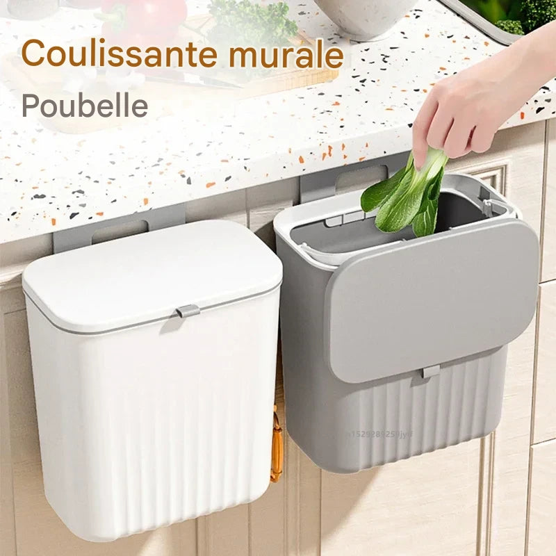 Poubelle murale suspendue 9L avec couvercle
