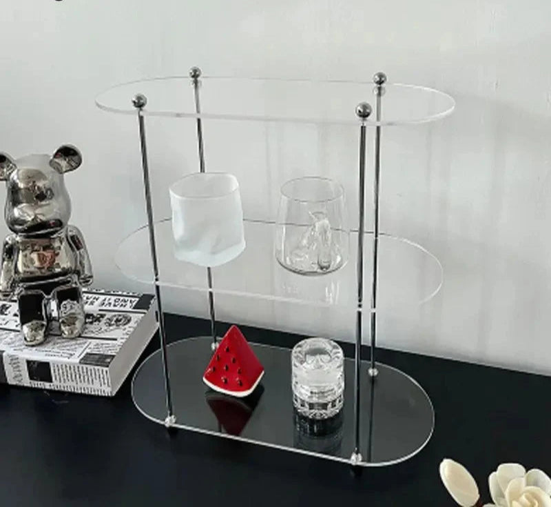 Support de rangement de bureau en acrylique à 3 couches