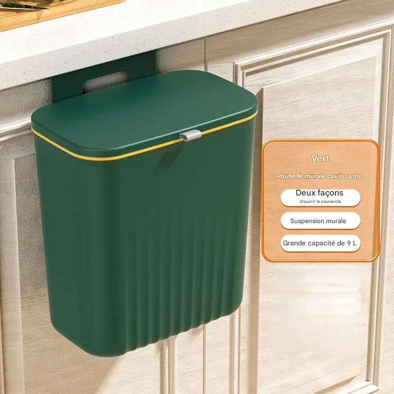 Poubelle murale suspendue 9L avec couvercle